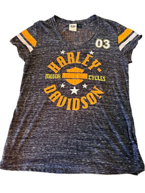 Harley-Davidson Women's Heathered Gray V-Neck Logo T-Shirt XL